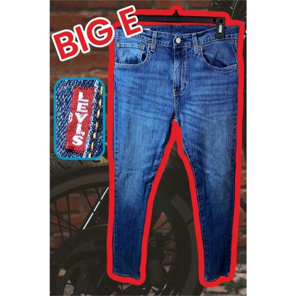 Levis Big E Jeans Mens 31 x 32 * Premium Denim Blue 5 Pocket Tapered Logo - Picture 1 of 10